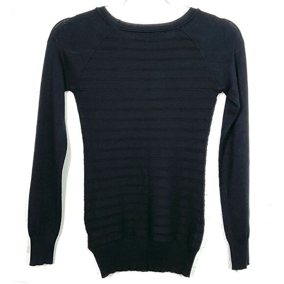 Energie Black Striped Raglan Long Sleeve Lightweight Sweater Small - Picture 3 of 5